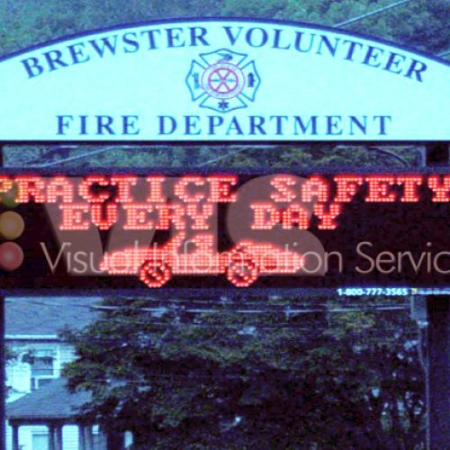 Fire department safety message signboard.