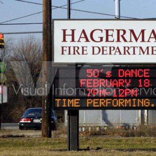 Hagerman Fire Department event sign outdoors.