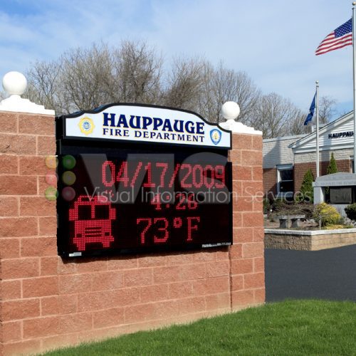 Hauppauge Fire Department sign and building.
