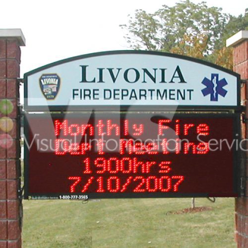 Livonia Fire Department electronic sign display.