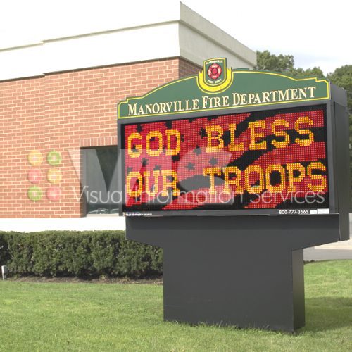 Sign outside Manorville Fire Department building.