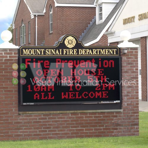 Mount Sinai Fire Department open house sign.