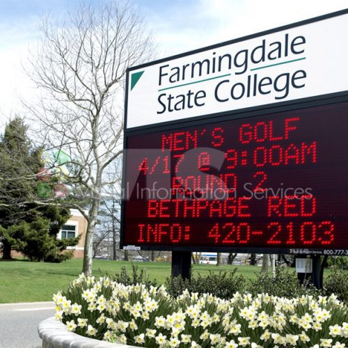 Farmingdale State College digital event sign.