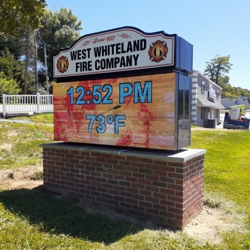 West Whiteland Fire Company sign with temperature.