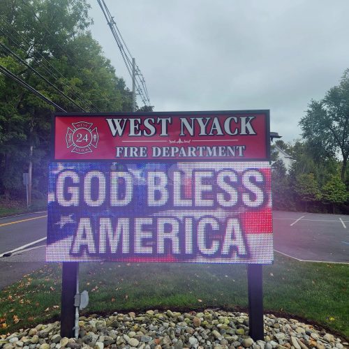 West Nyack Fire Department sign, "God Bless America".